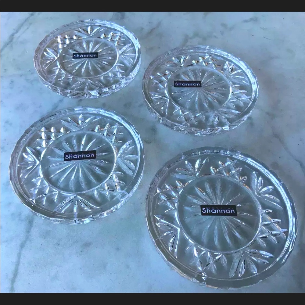 GODINGER DUBLIN CRYSTAL COASTERS SET OF 4 SHANNON